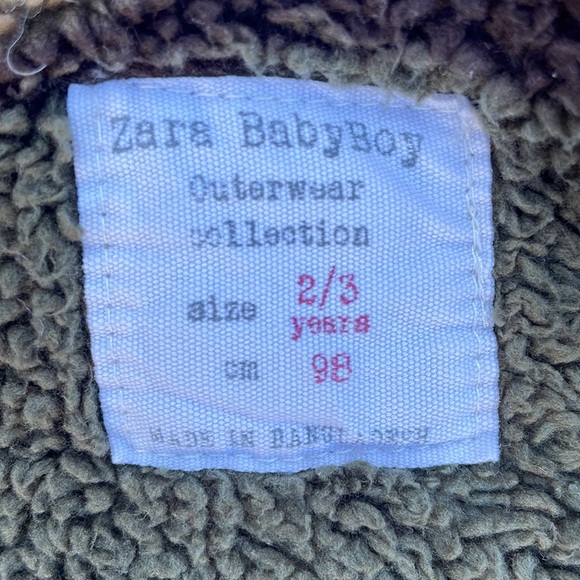 ZARA kids boy camo teddy liner blue tip stitched puffer puffy autumn fall jacket - Picture 4 of 5